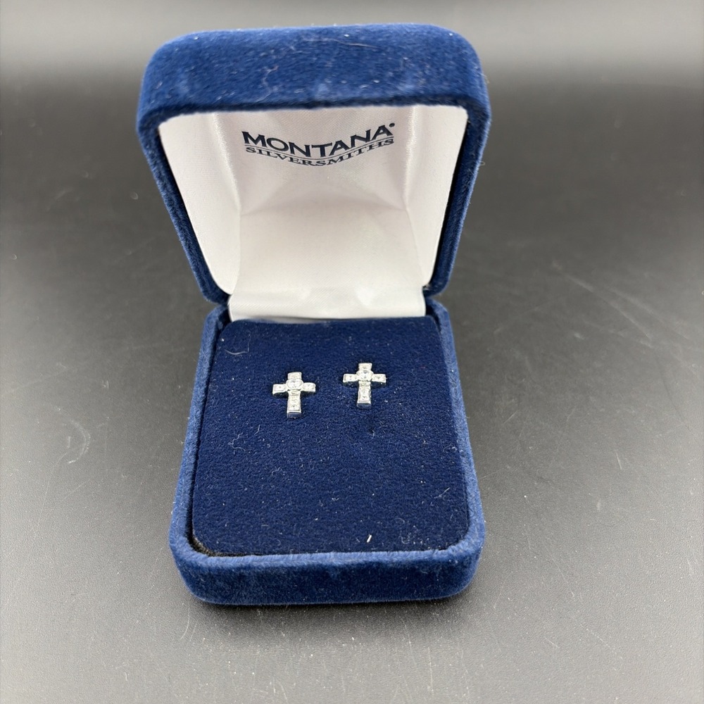 New Montana Silversmiths Pair Of Christian Cross Earrings